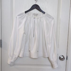 Club Monaco White Blouse with Drawstring Detail